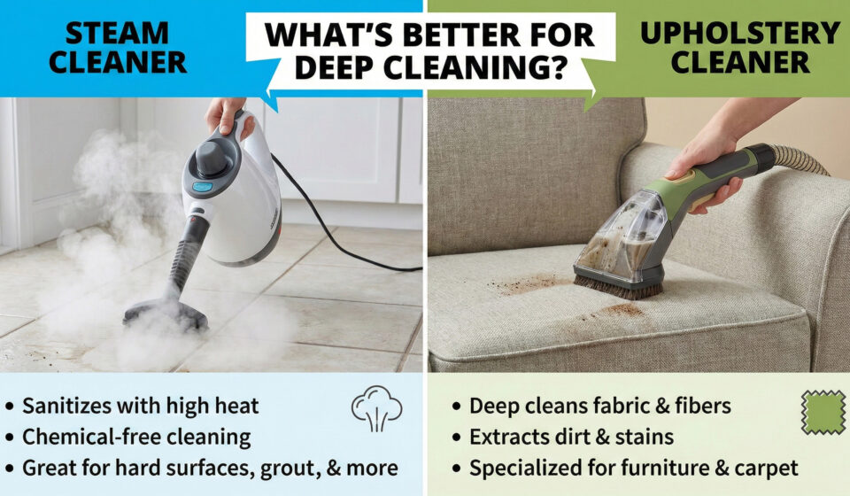 Steam Cleaner vs Upholstery Cleaner: What’s Better for Deep Cleaning? - Home Upgrade Guide